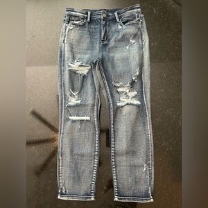 Judy Blue LA Jeans Womens 13/31 Straight Blue Denim Style #JB82284MD Distressed